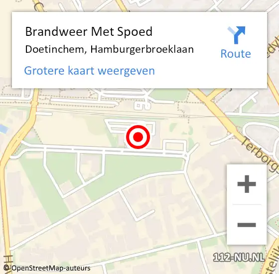 Locatie op kaart van de 112 melding: Brandweer Met Spoed Naar Doetinchem, Hamburgerbroeklaan op 8 oktober 2021 18:30