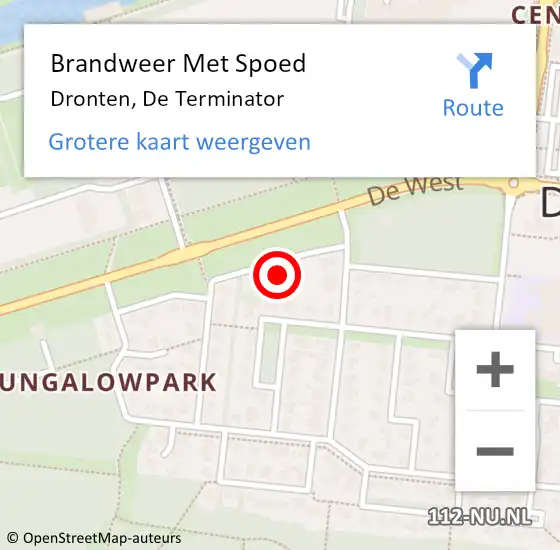 Locatie op kaart van de 112 melding: Brandweer Met Spoed Naar Dronten, De Terminator op 8 oktober 2021 18:30