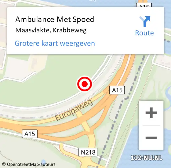 Locatie op kaart van de 112 melding: Ambulance Met Spoed Naar Maasvlakte, Krabbeweg op 8 oktober 2021 18:39