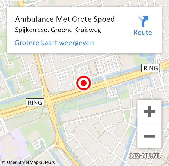Locatie op kaart van de 112 melding: Ambulance Met Grote Spoed Naar Spijkenisse, Groene Kruisweg op 8 oktober 2021 18:45