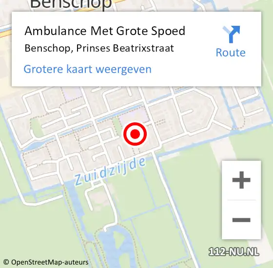 Locatie op kaart van de 112 melding: Ambulance Met Grote Spoed Naar Benschop, Prinses Beatrixstraat op 6 oktober 2013 09:18