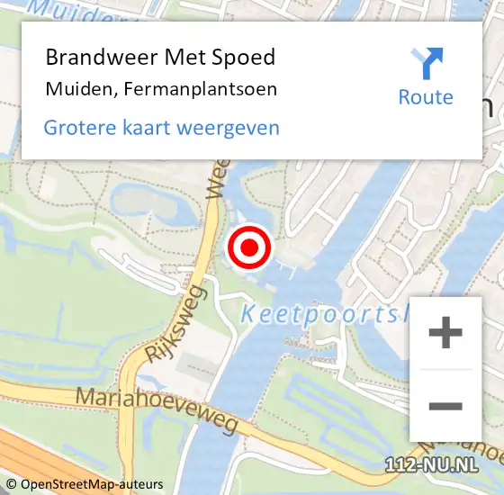 Locatie op kaart van de 112 melding: Brandweer Met Spoed Naar Muiden, Fermanplantsoen op 8 oktober 2021 18:56