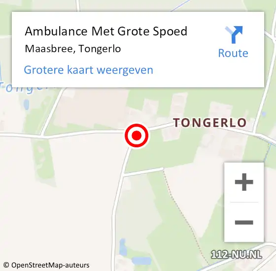 Locatie op kaart van de 112 melding: Ambulance Met Grote Spoed Naar Maasbree, Tongerlo op 8 oktober 2021 19:06