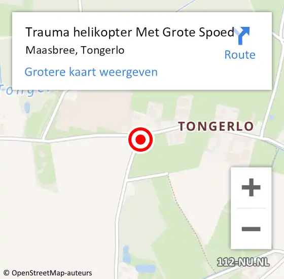 Locatie op kaart van de 112 melding: Trauma helikopter Met Grote Spoed Naar Maasbree, Tongerlo op 8 oktober 2021 19:07