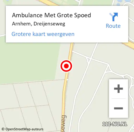Locatie op kaart van de 112 melding: Ambulance Met Grote Spoed Naar Arnhem, Dreijenseweg op 25 juni 2014 13:30