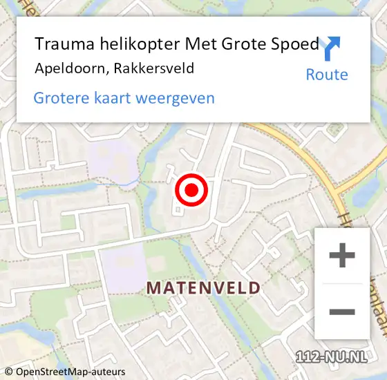 Locatie op kaart van de 112 melding: Trauma helikopter Met Grote Spoed Naar Apeldoorn, Rakkersveld op 8 oktober 2021 19:15