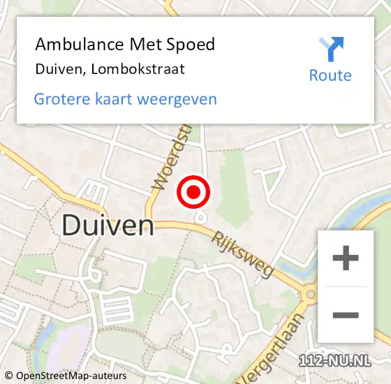 Locatie op kaart van de 112 melding: Ambulance Met Spoed Naar Duiven, Lombokstraat op 8 oktober 2021 19:18