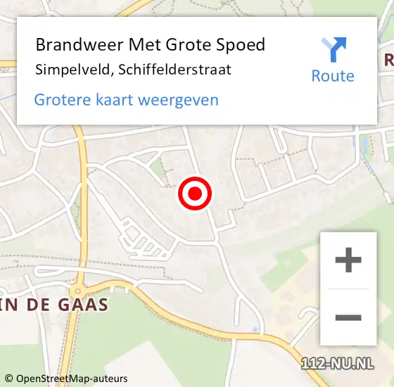 Locatie op kaart van de 112 melding: Brandweer Met Grote Spoed Naar Simpelveld, Schiffelderstraat op 8 oktober 2021 19:28