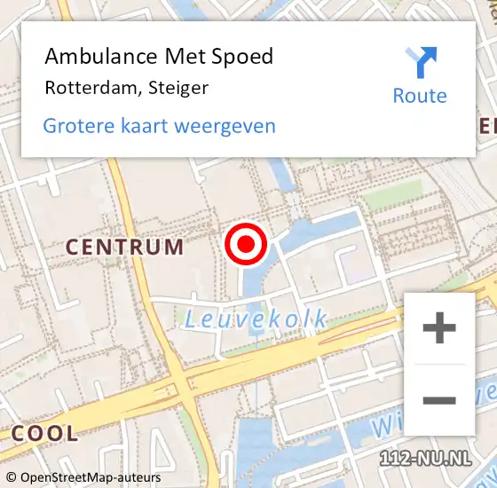 Locatie op kaart van de 112 melding: Ambulance Met Spoed Naar Rotterdam, Steiger op 8 oktober 2021 19:32