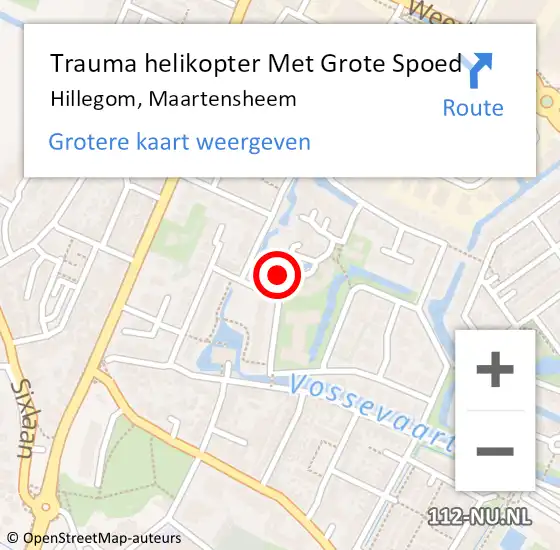 Locatie op kaart van de 112 melding: Trauma helikopter Met Grote Spoed Naar Hillegom, Maartensheem op 8 oktober 2021 19:57