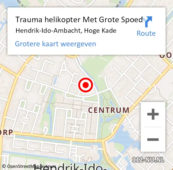 Locatie op kaart van de 112 melding: Trauma helikopter Met Grote Spoed Naar Hendrik-Ido-Ambacht, Hoge Kade op 8 oktober 2021 20:13