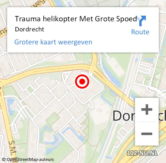 Locatie op kaart van de 112 melding: Trauma helikopter Met Grote Spoed Naar Dordrecht op 8 oktober 2021 20:13