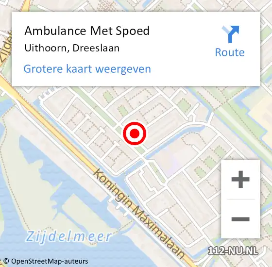 Locatie op kaart van de 112 melding: Ambulance Met Spoed Naar Uithoorn, Dreeslaan op 8 oktober 2021 20:19