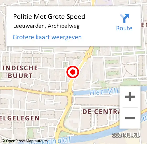 Locatie op kaart van de 112 melding: Politie Met Grote Spoed Naar Leeuwarden, Archipelweg op 8 oktober 2021 20:24