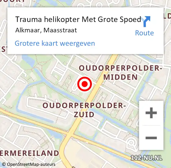 Locatie op kaart van de 112 melding: Trauma helikopter Met Grote Spoed Naar Alkmaar, Maasstraat op 8 oktober 2021 20:38