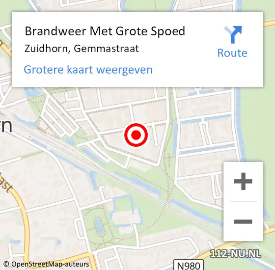 Locatie op kaart van de 112 melding: Brandweer Met Grote Spoed Naar Zuidhorn, Gemmastraat op 8 oktober 2021 20:49