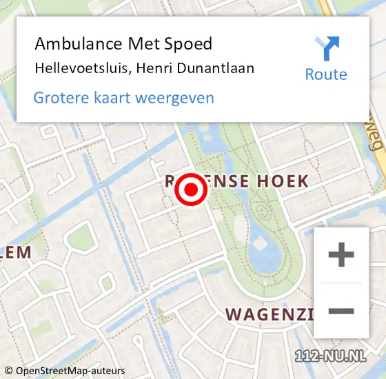 Locatie op kaart van de 112 melding: Ambulance Met Spoed Naar Hellevoetsluis, Henri Dunantlaan op 8 oktober 2021 21:18