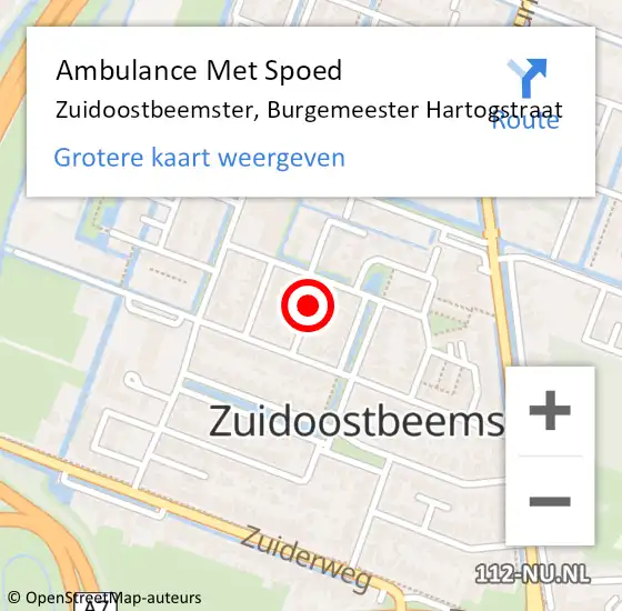 Locatie op kaart van de 112 melding: Ambulance Met Spoed Naar Zuidoostbeemster, Burgemeester Hartogstraat op 8 oktober 2021 21:22