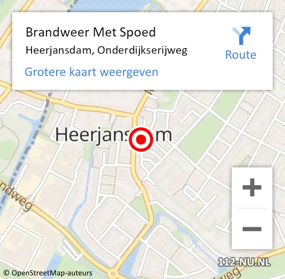 Locatie op kaart van de 112 melding: Brandweer Met Spoed Naar Heerjansdam, Onderdijkserijweg op 8 oktober 2021 21:31