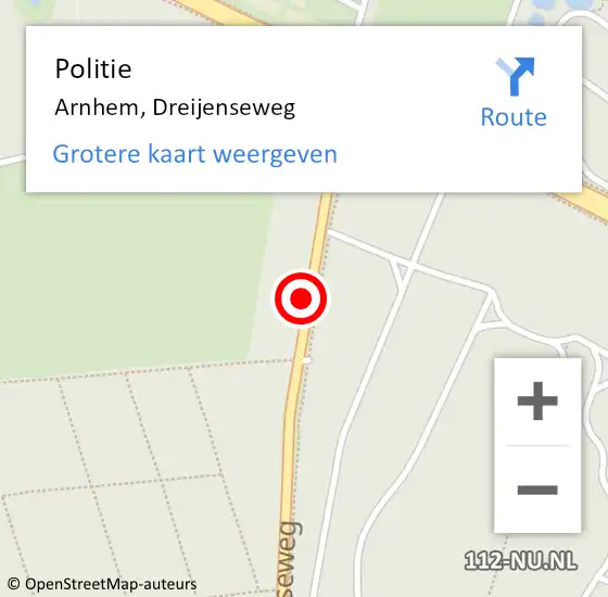 Locatie op kaart van de 112 melding: Politie Arnhem, Dreijenseweg op 25 juni 2014 13:42