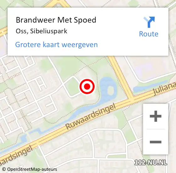 Locatie op kaart van de 112 melding: Brandweer Met Spoed Naar Oss, Sibeliuspark op 8 oktober 2021 21:45