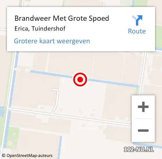 Locatie op kaart van de 112 melding: Brandweer Met Grote Spoed Naar Erica, Tuindershof op 8 oktober 2021 22:07