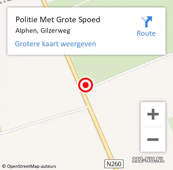 Locatie op kaart van de 112 melding: Politie Met Grote Spoed Naar Alphen, Gilzerweg op 8 oktober 2021 22:10