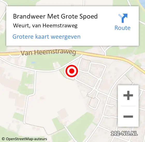 Locatie op kaart van de 112 melding: Brandweer Met Grote Spoed Naar Weurt, van Heemstraweg op 8 oktober 2021 22:34