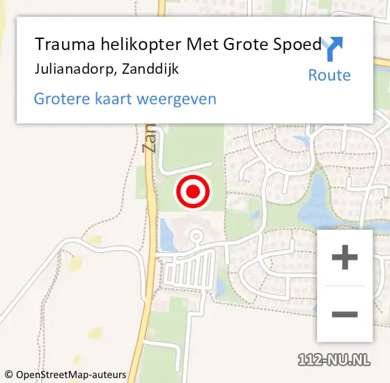 Locatie op kaart van de 112 melding: Trauma helikopter Met Grote Spoed Naar Julianadorp, Zanddijk op 8 oktober 2021 22:47