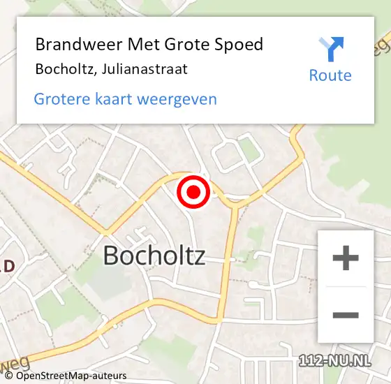 Locatie op kaart van de 112 melding: Brandweer Met Grote Spoed Naar Bocholtz, Julianastraat op 8 oktober 2021 23:20