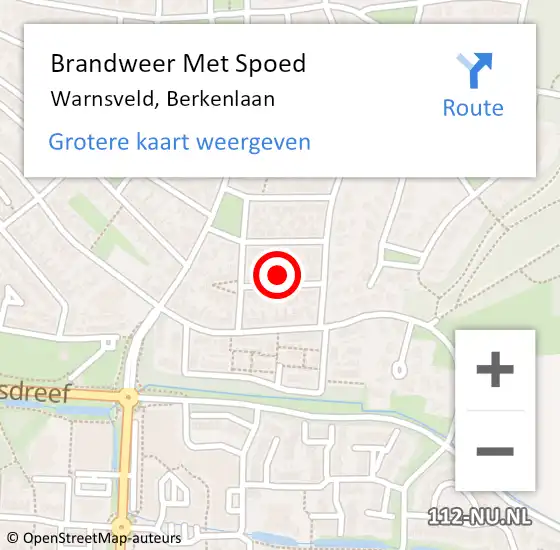 Locatie op kaart van de 112 melding: Brandweer Met Spoed Naar Warnsveld, Berkenlaan op 8 oktober 2021 23:23