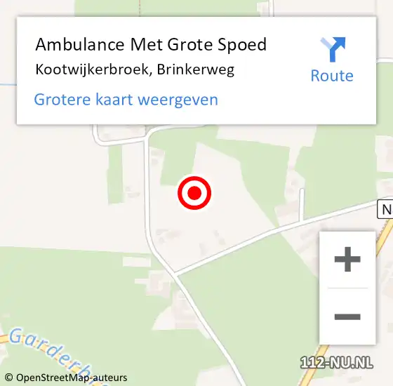 Locatie op kaart van de 112 melding: Ambulance Met Grote Spoed Naar Kootwijkerbroek, Brinkerweg op 8 oktober 2021 23:25