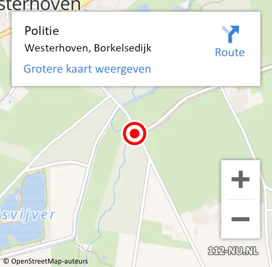 Locatie op kaart van de 112 melding: Politie Westerhoven, Borkelsedijk op 8 oktober 2021 23:29