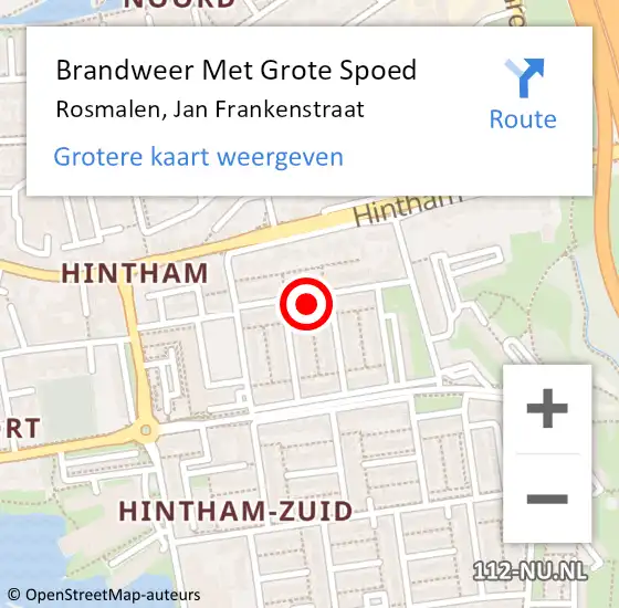 Locatie op kaart van de 112 melding: Brandweer Met Grote Spoed Naar Rosmalen, Jan Frankenstraat op 8 oktober 2021 23:32