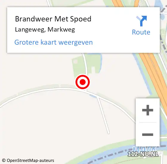 Locatie op kaart van de 112 melding: Brandweer Met Spoed Naar Langeweg, Markweg op 8 oktober 2021 23:35