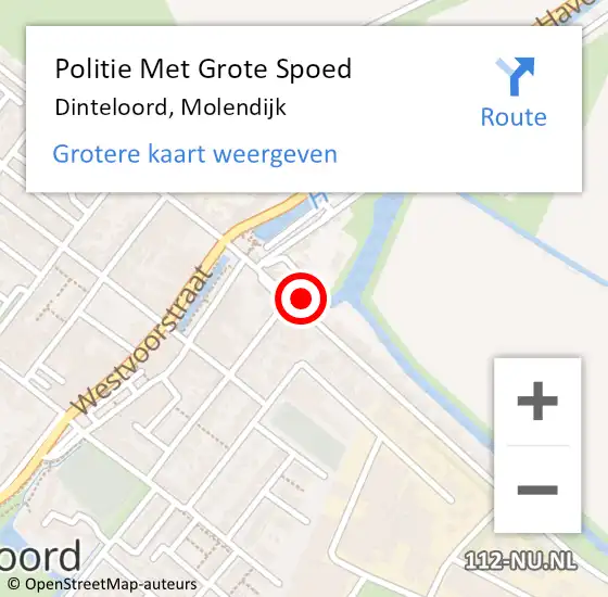 Locatie op kaart van de 112 melding: Politie Met Grote Spoed Naar Dinteloord, Molendijk op 9 oktober 2021 00:56