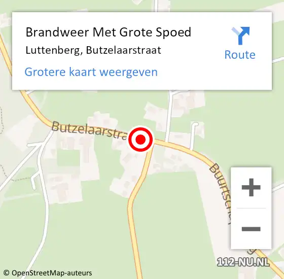 Locatie op kaart van de 112 melding: Brandweer Met Grote Spoed Naar Luttenberg, Butzelaarstraat op 6 oktober 2013 09:22