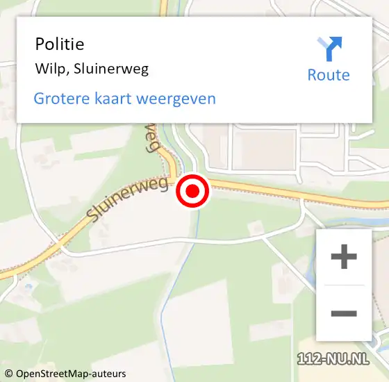 Locatie op kaart van de 112 melding: Politie Wilp, Sluinerweg op 9 oktober 2021 01:14