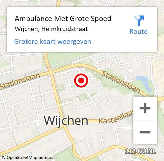 Locatie op kaart van de 112 melding: Ambulance Met Grote Spoed Naar Wijchen, Helmkruidstraat op 9 oktober 2021 01:46