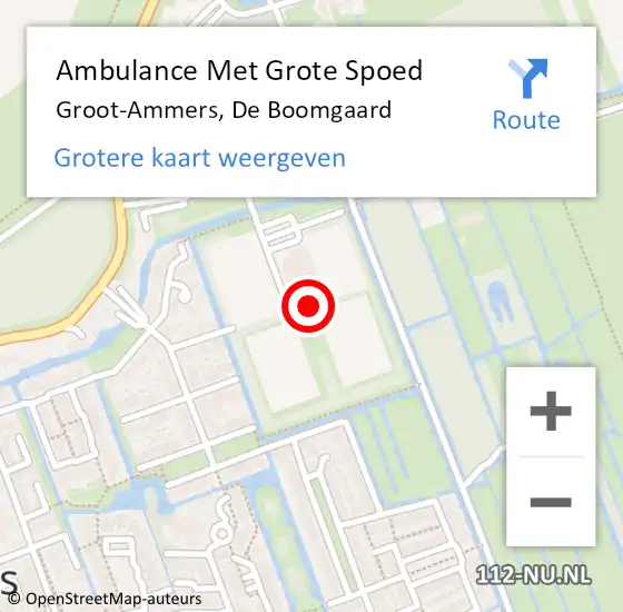 Locatie op kaart van de 112 melding: Ambulance Met Grote Spoed Naar Groot-Ammers, De Boomgaard op 9 oktober 2021 02:14