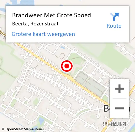 Locatie op kaart van de 112 melding: Brandweer Met Grote Spoed Naar Beerta, Rozenstraat op 9 oktober 2021 02:19