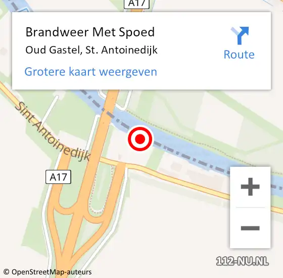 Locatie op kaart van de 112 melding: Brandweer Met Spoed Naar Oud Gastel, St. Antoinedijk op 9 oktober 2021 02:26