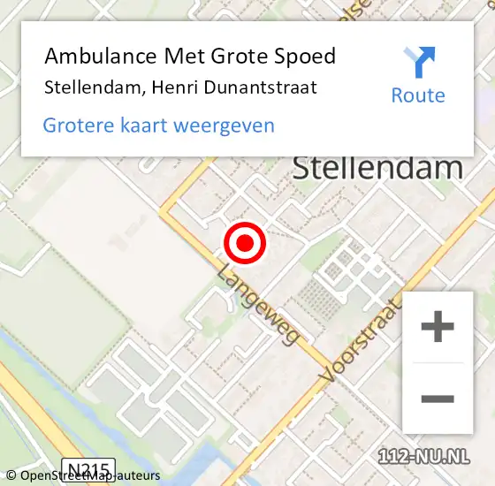 Locatie op kaart van de 112 melding: Ambulance Met Grote Spoed Naar Stellendam, Henri Dunantstraat op 9 oktober 2021 02:33