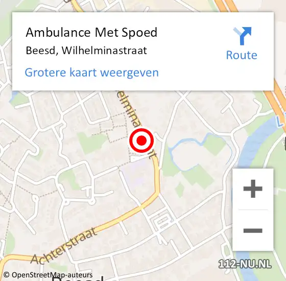 Locatie op kaart van de 112 melding: Ambulance Met Spoed Naar Beesd, Wilhelminastraat op 9 oktober 2021 02:44