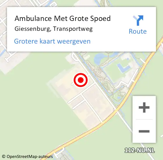 Locatie op kaart van de 112 melding: Ambulance Met Grote Spoed Naar Giessenburg, Transportweg op 9 oktober 2021 03:16