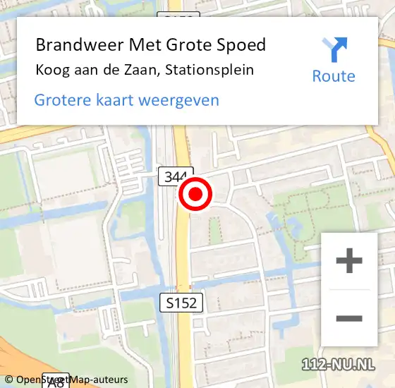 Locatie op kaart van de 112 melding: Brandweer Met Grote Spoed Naar Koog aan de Zaan, Stationsplein op 9 oktober 2021 03:20