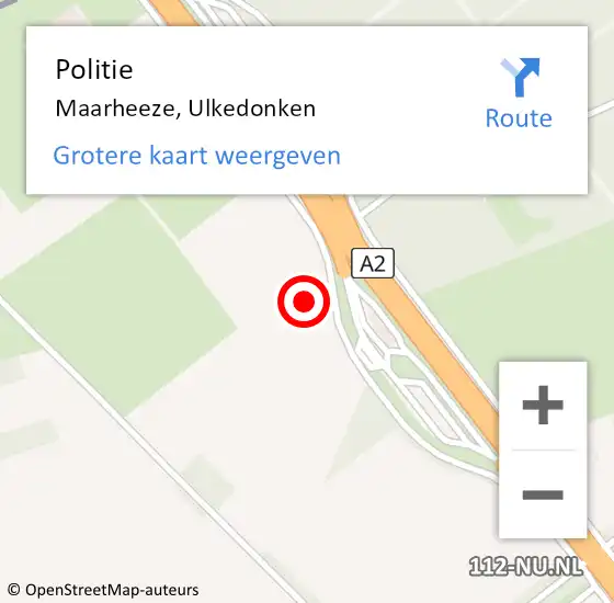 Locatie op kaart van de 112 melding: Politie Maarheeze, Ulkedonken op 9 oktober 2021 03:29