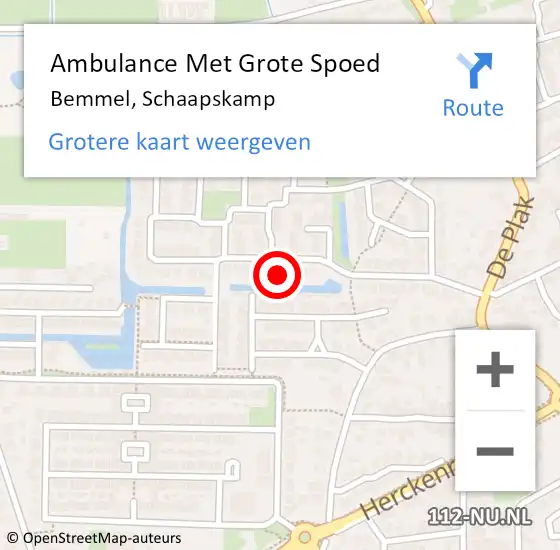 Locatie op kaart van de 112 melding: Ambulance Met Grote Spoed Naar Bemmel, Schaapskamp op 9 oktober 2021 03:37