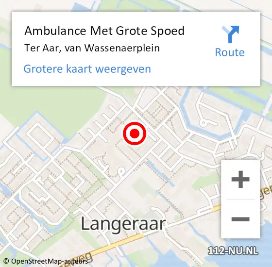 Locatie op kaart van de 112 melding: Ambulance Met Grote Spoed Naar Ter Aar, van Wassenaerplein op 9 oktober 2021 05:07