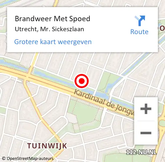 Locatie op kaart van de 112 melding: Brandweer Met Spoed Naar Utrecht, Mr. Sickeszlaan op 9 oktober 2021 05:34